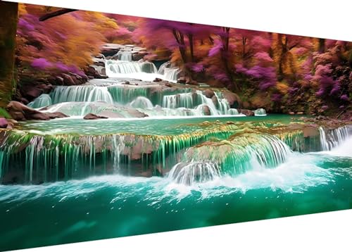 5D Diamond Painting Erwashsene Groß XXL 120X100cm Full Diamant Painting Bilder Wald Wasserfall Diamond Art DIY Diemant Malerel Kinder Kreuzstich Stickerei Kunst Set Home Wand Dekor H-179 von Dooqon