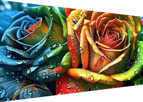 5D Diamond Painting Erwashsene Groß XXL 120x60cm Full Diamant Painting Bilder Blumen Rosen Diamond Art DIY Diemant Malerel Kinder Kreuzstich Stickerei Kunst Set Home Wand Dekor H-178 von Dooqon