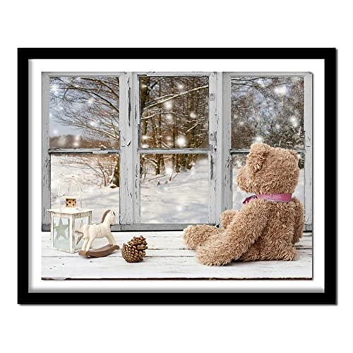 Diamond Painting, 5D Diamant Painting Teddybär Bilder, Diamant Malerei Kinder Kreuzstich Kits, groß Daiments Painting mit Voll Zubehör für Wohnzimmer Schlafzimmer Büro Wand 90x120cm/36x48in von Dooqon