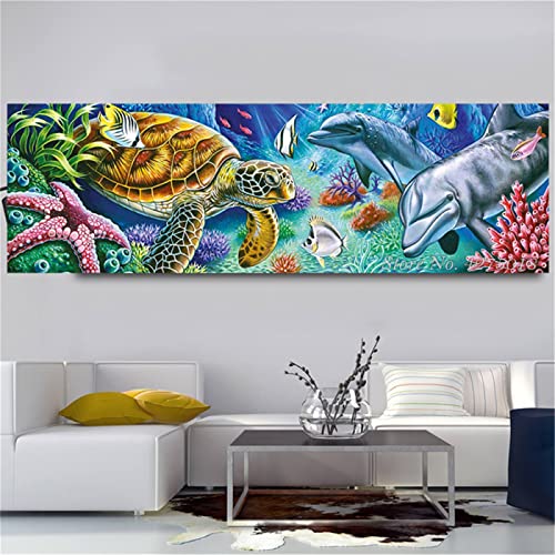 Diamond Painting Erwachsene Groß Diamant Painting Bilder Delphin-Schildkröte, Malen Nach Zahlen Kinder DIY Diamant malerei Full Kit Mosaik Gemälde Deko Wohnzimmer/Schlafzimmer/Büro, 30x60cm/12x24in von Dooqon