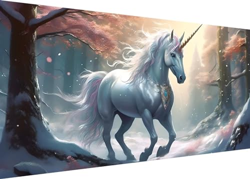 Diamond Painting Set für Enwachsene DIY 5D Einhorn Wald Diamond Painting Bilder mit Quadrat Full Drill Groß Diamond Art Painting Kit für Home Wall Decor Geschenke 70x40cm/28x16in A-218 von Dooqon