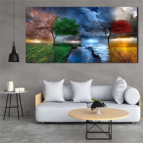 Diamond Painting Vier-Jahreszeiten-Baum-Blumen, 5D Diamant Painting Set Voll Zubehör, 30x60cm/12x24in Malen Nach Zahlen Erwachsene Kinder DIY, Daiments Painting Klebebilder Leinwand Groß, Home Décor von Dooqon