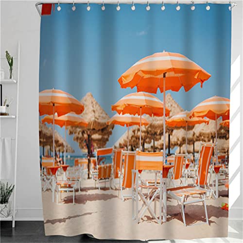 Duschvorhang 180x180cm, Sonnenschirm Duschvorhänge Antischimmel Wasserdicht Gewichteter Polyester Stoff, Waschbar, Textil Badvorhang für Dusche und Badewanne Dekor 3D Shower Curtains mit Haken Duschvorhang 180x180cm, Sonnenschirm Duschvorhänge Antischimmel Wasserdicht Gewichteter Polyester Stoff, Waschbar, Textil Badvorhang für Dusche und Badewanne Dekor 3D Shower Curtains mit Haken von Dooqon