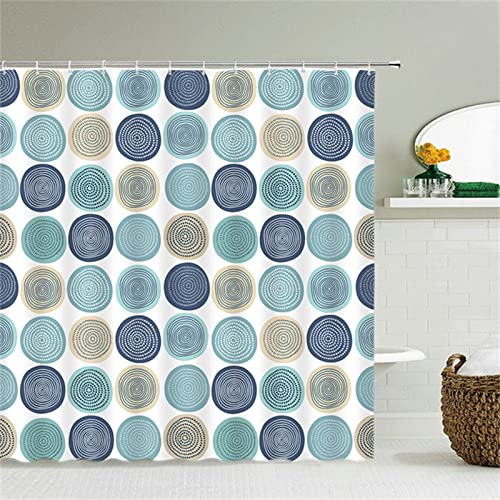 Duschvorhang 180x240cm, Kreismuster Duschvorhänge Antischimmel Wasserdicht Gewichteter Polyester Stoff, Waschbar, Textil Badvorhang für Dusche und Badewanne Dekor 3D Shower Curtains mit Haken von Dooqon