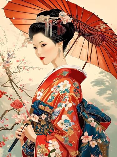 Malen Nach Zahlen Erwachsene Beginner Geisha Paint by Number Artwork Paint by Number Kits Colorful Canvas Oil Painting by Number Home Wall Dekoration Geschenke 40x50cm Frameless G-475 Malen Nach Zahlen Erwachsene Beginner Geisha Paint by Number Artwork Paint by Number Kits Colorful Canvas Oil Painting by Number Home Wall Dekoration Geschenke 40x50cm Frameless G-475 von Dooqon