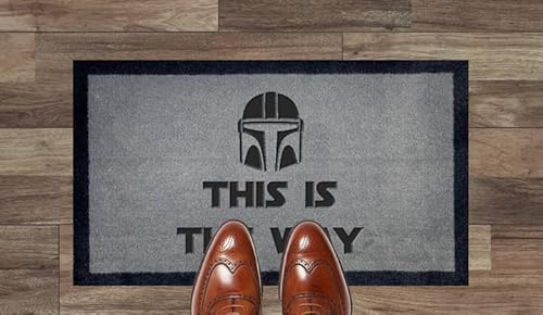 Mandarlorian Chewie This is The Way Star Wars Fans Nylon Light Grey Brown Cream Novelty Door Mat (Light Grey) von Door Mats Online
