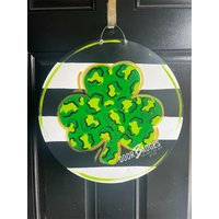 St Patrick Es Day Türhänger - Leopard Glücksshamrock Türdekoration St. Pats Kranz Patty Handbemalt Personalisiert Türbügel von DoorBadges