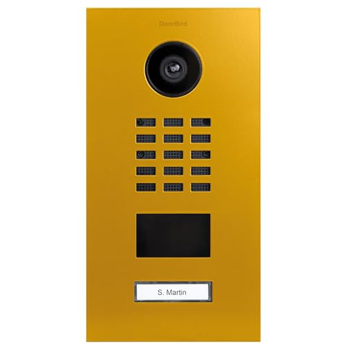 DoorBird D2101V IP Video Türstation, Goldgelb (RAL 1004) | Video-Türsprechanlage mit 1 Ruftaste, RFID, HD-Video, Bewegungssensor von DoorBird