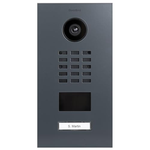 DoorBird D2101V IP Video Türstation, Schiefergrau (RAL 7015) | Video-Türsprechanlage mit 1 Ruftaste, RFID, HD-Video, Bewegungssensor von DoorBird