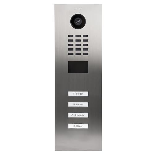 DoorBird D2104V IP Video Türstation für 4 Wohn-/Gewerbeeinheiten | Video-Türsprechanlage mit 4 Ruftasten, RFID, HD-Video, Bewegungssensor, in Edelstahl V2A von DoorBird