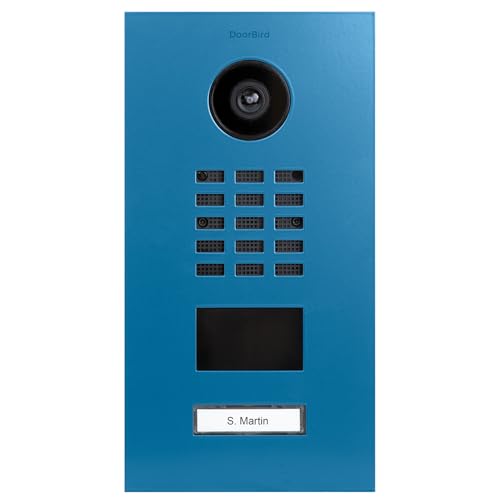 DoorBird D2101V IP Video Türstation, Lichtblau (RAL 5012) | Video-Türsprechanlage mit 1 Ruftaste, RFID, HD-Video, Bewegungssensor von DoorBird