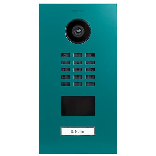 DoorBird D2101V IP Video Türstation, Türkisblau (RAL 5018) | Video-Türsprechanlage mit 1 Ruftaste, RFID, HD-Video, Bewegungssensor von DoorBird