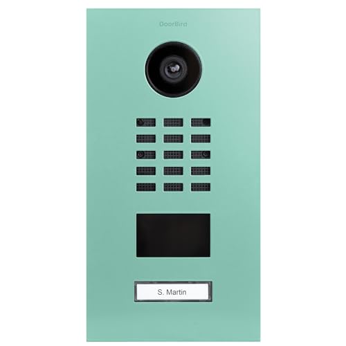 DoorBird D2101V IP Video Türstation, Lichtgrün (RAL 6027) | Video-Türsprechanlage mit 1 Ruftaste, RFID, HD-Video, Bewegungssensor von DoorBird