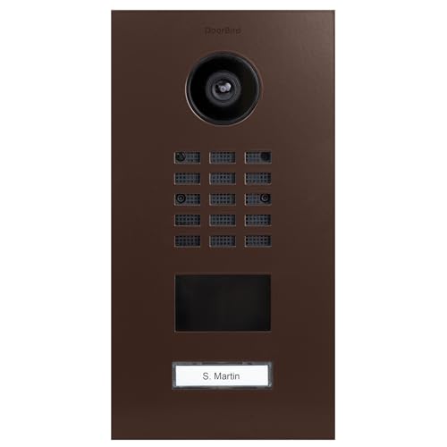 DoorBird D2101V IP Video Türstation, Nussbraun (RAL 8011) | Video-Türsprechanlage mit 1 Ruftaste, RFID, HD-Video, Bewegungssensor von DoorBird