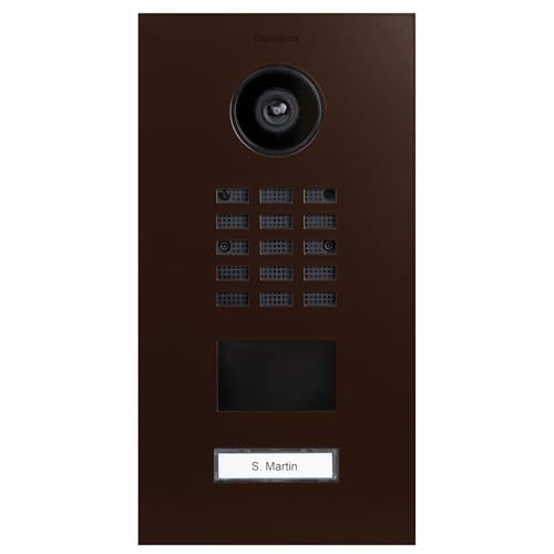 DoorBird D2101V IP Video Türstation, Mahagonibraun (RAL 8016) | Video-Türsprechanlage mit 1 Ruftaste, RFID, HD-Video, Bewegungssensor von DoorBird