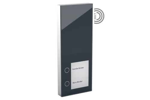 DoorLine Slim DECT Farbe: Anthrazit von Telegärtner Elektronik l Clevere Türstation l per Knopfdruck mit der AVM FRITZ!Box zur Tür-Sprechanlage gekoppelt l erweiterbar zur Video-Sprechanlage I von DOORLINE