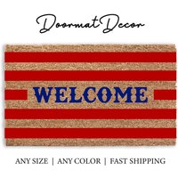 4.juli Willkommen Fußmatte Rot Blau Outdoor Geschenk von DoormatDecor
