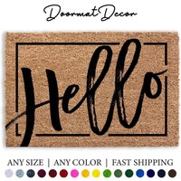 Hallo Bordüre Fußmatte Aus Kokoswolle Willkommensmatte Individuelles Einweihungsgeschenk von DoormatDecor