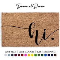 Hallo Schreibschrift Kokos Fußmatte Outdoor Willkommen Matte Individuelles Einweihungsgeschenk von DoormatDecor