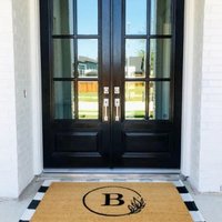 Monogramm Kreis Bordüre Fußmatte Aus Kokoswolle Willkommen Matte Familienname Housewarming Geschenk von DoormatDecor