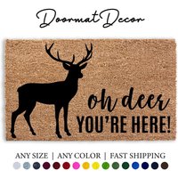 Oh Deer Fußmatte Aus Kokosnuss Holzwolle Outdoor Willkommen Teppich Mit Reh Geweih Cabin Jagd Dekoration Geschenk von DoormatDecor