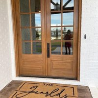 Personalisierte Beflockte Kokosnuss Fußmatte Willkommensmatte Für Verlobung Hochzeit Geschenke Outdoor Teppich Doppeltüren von DoormatDecor