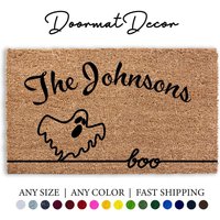 Personalisierte Halloween Fußmatte Boo Geister Willkommen Matte Für Herbst Thanksgiving Dekor Flocked Kokosnuss Teppich von DoormatDecor