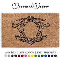 Kokos-Fußmatte Mit Regal-Rahmen-Bordüre Benutzerdefinierte Willkommensmatte Für Den Außenbereich von DoormatDecor