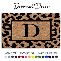 Personalisierte Leopardenmuster Fußmatte Individuelle Willkommensmatte Für Eingangsbereich Dekor Einzigartiges Tierdruck Geschenk von DoormatDecor