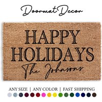 Weihnachten Fußmatte Frohe Feiertage Outdoor Matte Benutzerdefinierte Rot Grün Eingangsbereich Weihnachten Fußmatte Frohe Feiertage Outdoor Matte Benutzerdefinierte Rot Grün Eingangsbereich von DoormatDecor