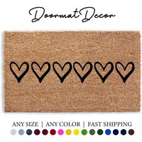 Reihe Der Herzen Fußmatte - Beflockter Kokosfaser Teppich Valentinstag Deko Dekor Rote von DoormatDecor