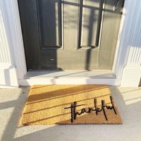 Thankful Script Fußmatte Personalisierte Kokosnuss Willkommen Matte Thanksgiving Herbst Halloween Dekor von DoormatDecor