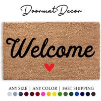 Willkommen Rote Herz Fußmatte - Outdoor-Teppich Aus Kokosnuss Flock Für Eingangsbereich Dekor von DoormatDecor