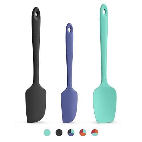Doosu 3 Stück Silikon Spatel Set, 315 ℃ hitzebeständiger flexibel Teigschaber lebensmittelecht nahtloser Antihaft Küchenutensilien zum Kochen Backen Mischen Rühren Schaben Servieren (Mehrfarbig3) von Doosu