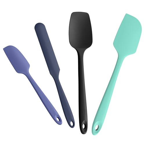 Doosu 4 Stück Silikon Spatel Set, 315 ℃ hitzebeständiger flexibel Teigschaber lebensmittelecht nahtloser Antihaft Küchenutensilien zum Kochen Backen Mischen Rühren Schaben Servieren (Mehrfarbig3) von Doosu