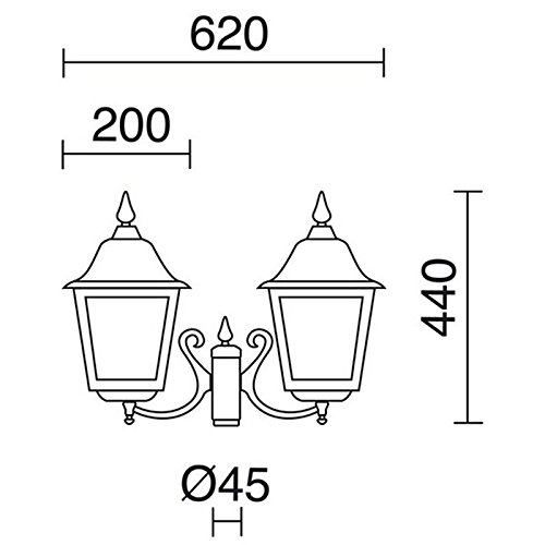 Dopo Rob – Kopf Spalte Schwarz 2 Lampara Glas matt 23/100 W von Dopo