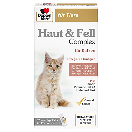 Doppelherz Haut & Fell Complex für Katzen – Zur Unterstützung der Hautfunktion bei Dermatose und übermäßigem Haarausfall – 25 Licks von Doppelherz