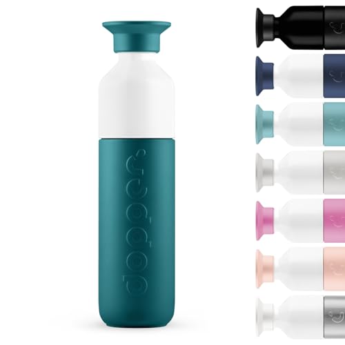 Dopper Insulated 350ml Thermosflasche Green Lagoon - Doppelwandig, auslaufsicher, hält 24h kalt/9h heiß - Edelstahl Trinkflasche - Thermobecher - Kaffeebecher - Wasser, Tee von Dopper