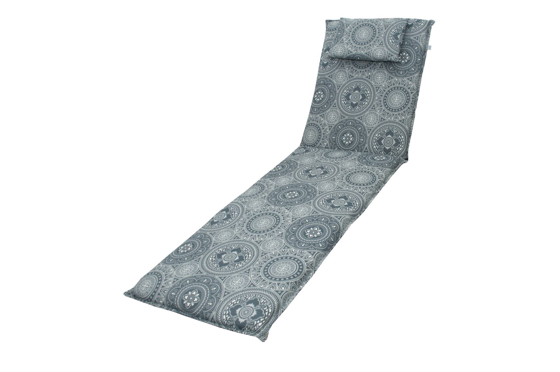 DOPPLER Lyra Liegenauflage, grau gemustert, Polyester, 200 x 60 x 7 cm, mit Kopfkissen und Reißverschluss von Doppler