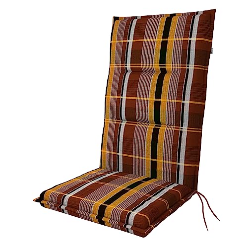 Doppler / Hochlehner Spot / 4er-Set/Gartenstuhlauflage/Hochlehner/Braun kariert/ca. 119 x 48 x 5 cm von Doppler