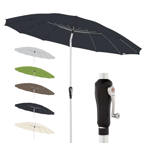 Doppler Sonnenschirm Asia Look SL-AZ Auto Tilt 238cm Anthrazit I Gartenschirm knickbar I Kurbelschirm mit UV-Schutz 50+ I Kurbelschirm aus Aluminium I regenabweisendes Polyester-Schirmdach von Doppler