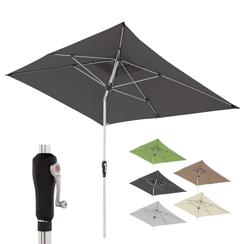 Doppler Sonnenschirm SL-AZ Auto Tilt 190x290 cm Natur I Gartenschirm knickbar I Kurbelschirm mit UV-Schutz 80+ I Kurbelschirm aus Aluminium I regenabweisendes Polyester-Schirmdach von Doppler