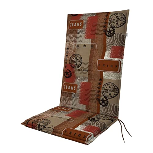 Doppler Auflage Hochlehner Living Coffee Braun I Gartenstuhl-Polster 119x48x6cm aus Baumwolle & Polyester I Sitzauflage weich & bequem I Sitzkissen zum Festbinden an Gartenstuhl von Doppler