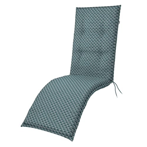 Doppler Auflage Relax-Liege Living Blau Rattan I Gartenliege-Polster 170x48x6cm aus Baumwolle & Polyester I Liegestuhl-Auflage weich & bequem I Liegenauflage zum Festbinden an Sessel von Doppler