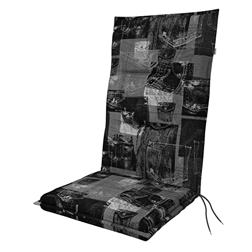 Doppler Auflage für Hochlehner Spot Muster schwarz I Gartenstuhl-Polster 118x48x5cm aus Baumwolle & Polyester I Sitzauflage weich & bequem I Sitzkissen zum Festbinden an Gartenstuhl Doppler Auflage für Hochlehner Spot Muster schwarz I Gartenstuhl-Polster 118x48x5cm aus Baumwolle & Polyester I Sitzauflage weich & bequem I Sitzkissen zum Festbinden an Gartenstuhl von Doppler