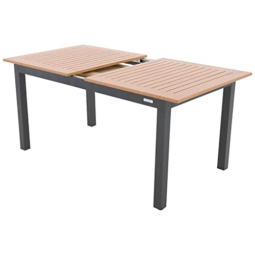 Doppler Ausziehtisch Expert Holzoptik Anthrazit 150/210x90 I Gartentisch ausziehbar I Gartenmöbel Aluminium I Terassenmöbel außen I Outdoortisch für Terrasse & Balkon I Wetterfest & robust von Doppler