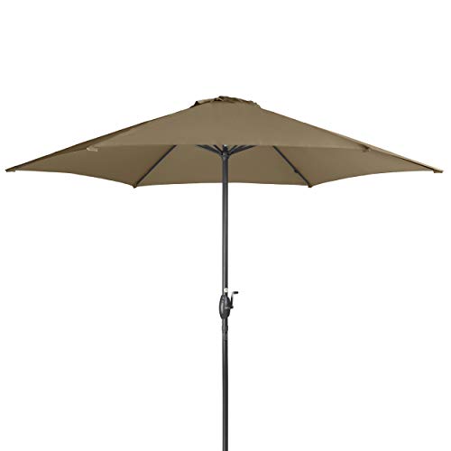 Doppler Derby Basic Lift NEO 300 cm - Großer, runder Sonnenschirm für den Garten - Mit Kurbel - Regenabweisend - ca. 300 cm - Greige von Doppler