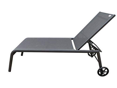 Doppler Extra hohe Luxus Rollliege Detroit anthrazit Mixed Silber, platzsparend stapelbar, Aluminium Gestell und Textilen Bezug von Doppler