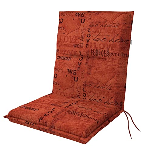 Doppler Niederlehner-Auflage Spot 100x48x5 cm – Weiches Gartenstuhl-Polster mit Schriftzug-Design „Love“ in Orange | Komfortable Sitzauflage mit Bindebändern für Balkon, Terrasse & Garten von Doppler