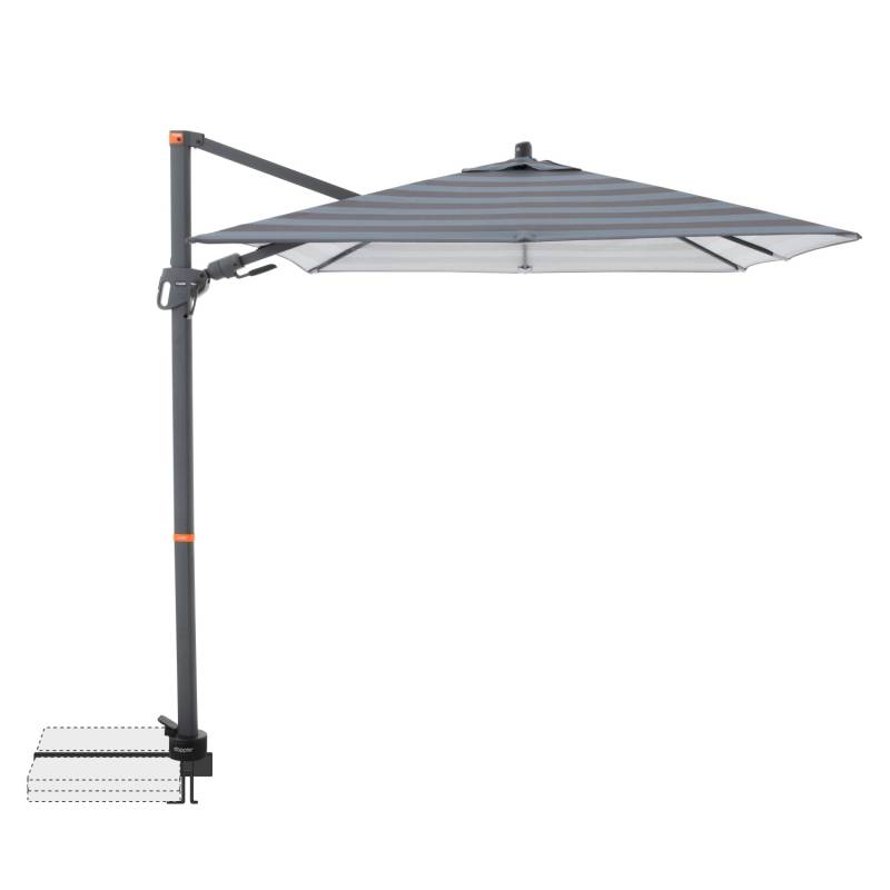 Doppler Pendelschirm myZone AX 210 cm x 210 cm Blockstreifen Blau-Grau 8-teilig von Doppler